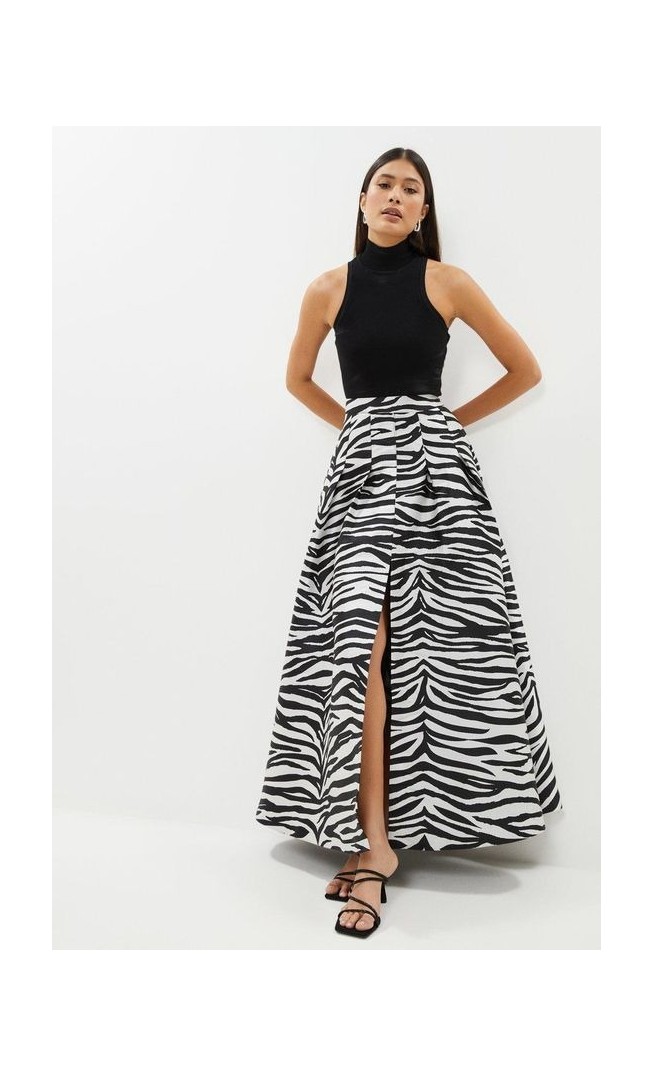 Zebra Jacquard Maxi Skirt