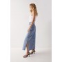 Split Front Denim Maxi Skirt