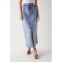 Split Front Denim Maxi Skirt