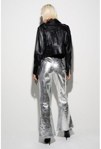 Metallic Crackle Flare Pants