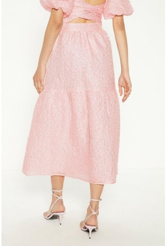 Jacquard Tiered Midi Skirt