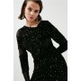 Black Sequin Mesh Detail Jersey Mini Dress