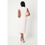 Satin Back Crepe Wrap Dress With Pleat Drape