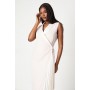 Satin Back Crepe Wrap Dress With Pleat Drape