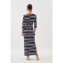 Petite Stripe 3/4 Sleeve Cotton Jersey Midi Dress