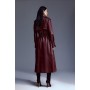 Tailored Faux Leather Belted Trench Coat