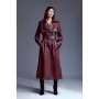 Tailored Faux Leather Belted Trench Coat