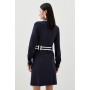 Collared Belted Ponte Jersey Dress