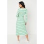 Petite Stripe Asymmetric Neck Long Sleeve Midi Dress