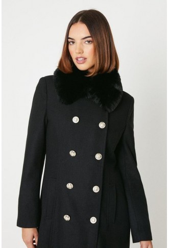 Fur Collar Military Coat