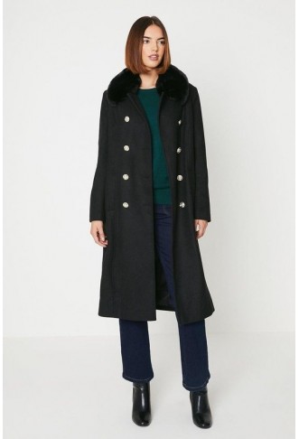 Fur Collar Military Coat