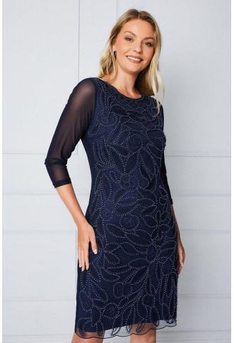 Cornelli Embellished Shift Dress