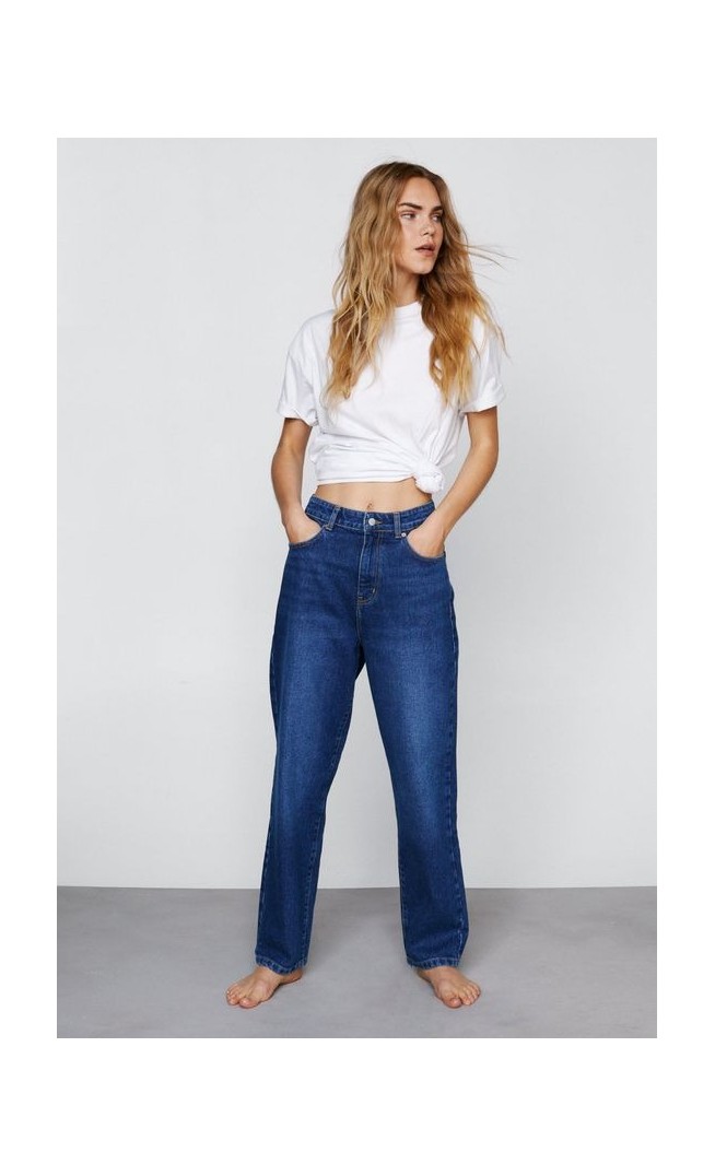 Petite High Waist Denim Mom Jeans