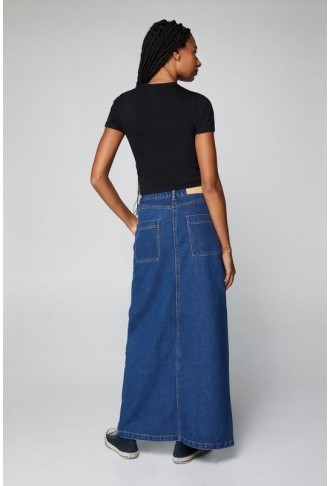 Premium Sequin Panel Denim Maxi Skirt