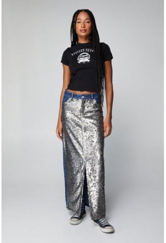 Premium Sequin Panel Denim...