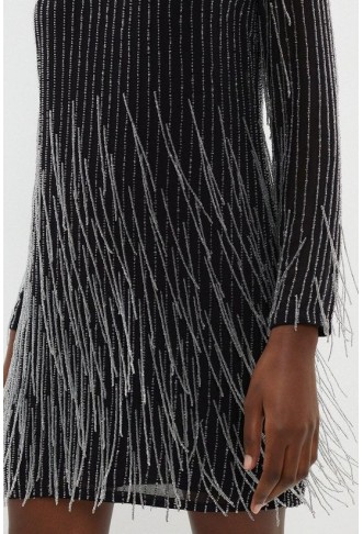 Beaded Fringe Embellished Mini Dress