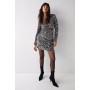 Velvet Sequin Drape Front Mini Dress