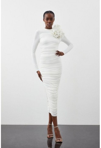 Long Sleeve Draped Ruched...