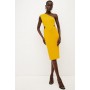 Italian Structured Stretch Asymmetric Midi Dress