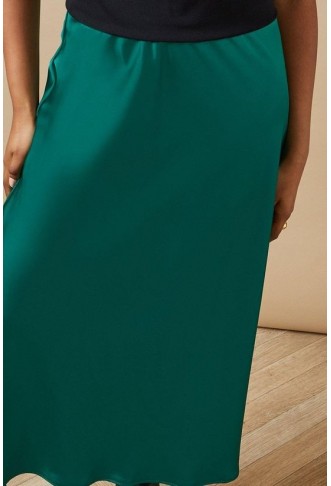 Satin Bias Cut Midi Skirt