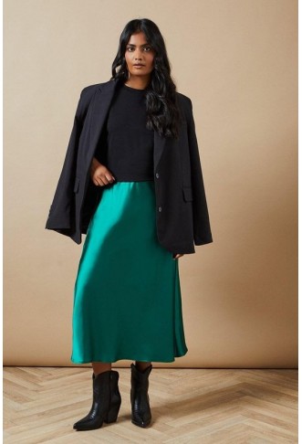 Satin Bias Cut Midi Skirt