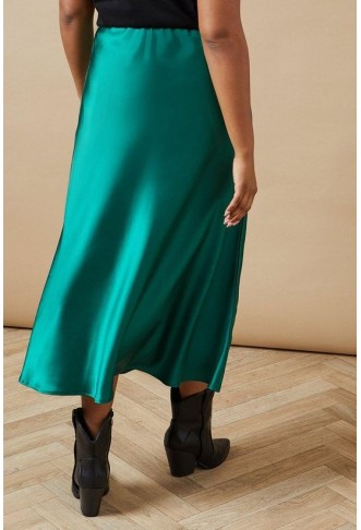 Satin Bias Cut Midi Skirt