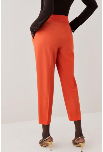 Wool Blend High Waist Slim Leg Trouser