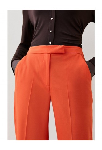 Wool Blend High Waist Slim Leg Trouser