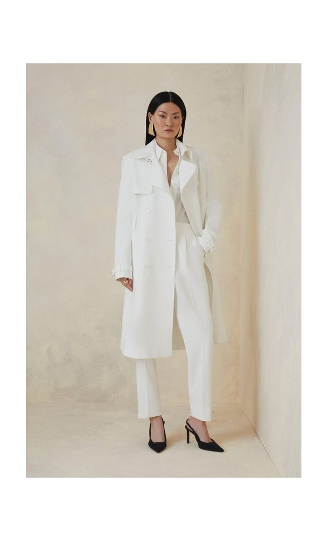 The Founder Compact Stretch Belted Tailored Midi Coat