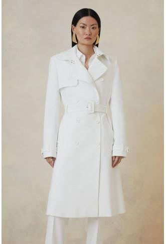 The Founder Compact Stretch Belted Tailored Midi Coat