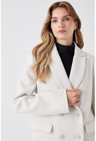 Wool Double Breasted Midi Coat