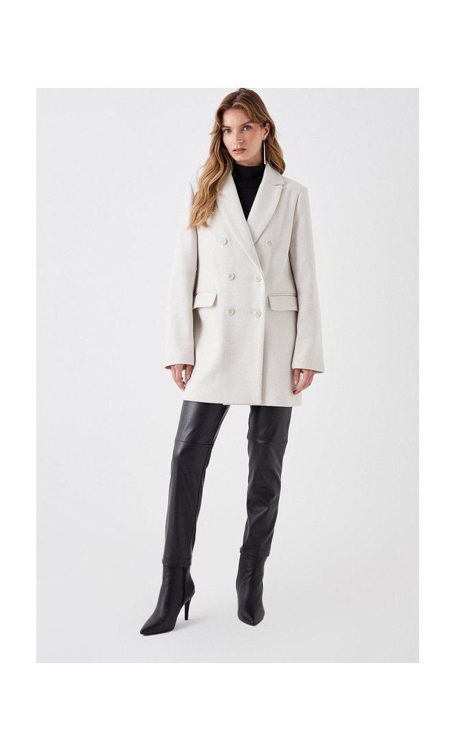 Wool Double Breasted Midi Coat