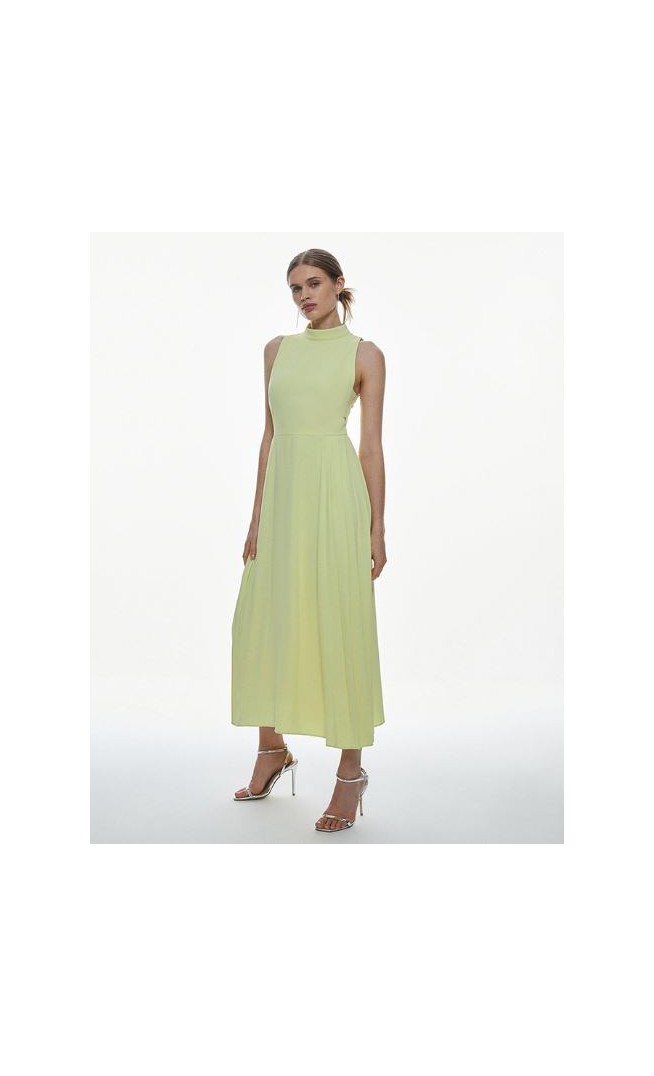 Soft Tailored Pleated Panel Midaxi Dress