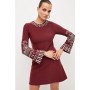 Embellished Detail Figure Form Crepe Mini Dress