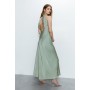 Satin Halter Neck Backless Maxi Slip Dress