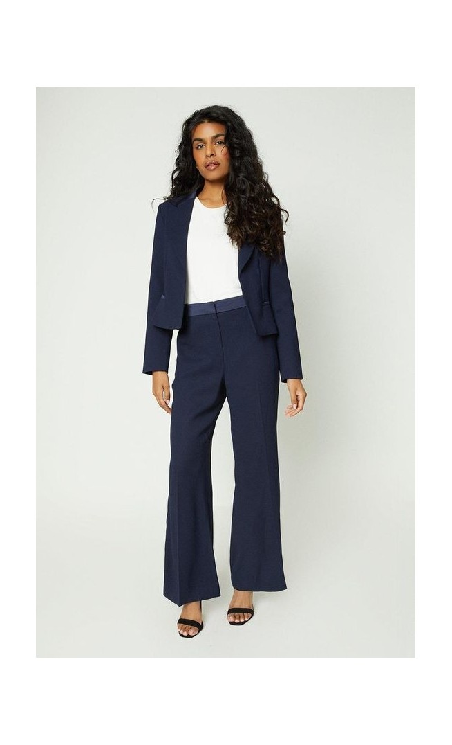 Petite Tailored Satin Trim Blazer