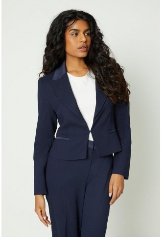 Petite Tailored Satin Trim Blazer