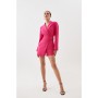 Compact Stretch Tailored Tie Detail Blazer Playsuit