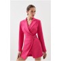 Compact Stretch Tailored Tie Detail Blazer Playsuit