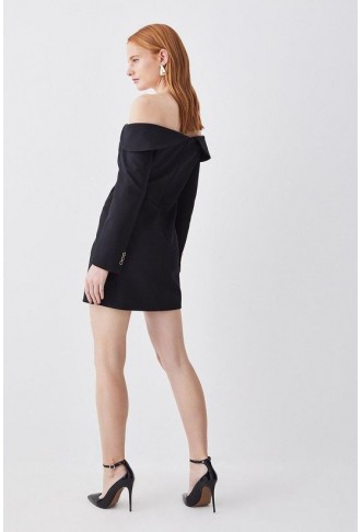 Clean Tailored Bardot Mini Dress