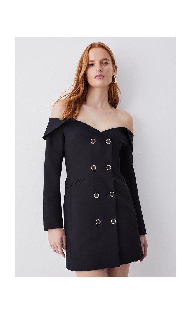 Clean Tailored Bardot Mini Dress