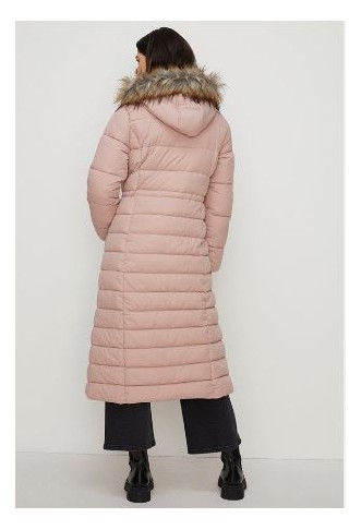 Buy Oasis Extra Warm Longline Puffer Jacket In Pink