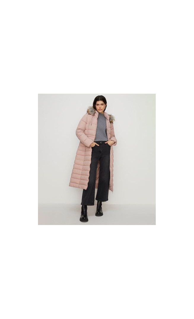 Buy Oasis Extra Warm Longline Puffer Jacket In Pink