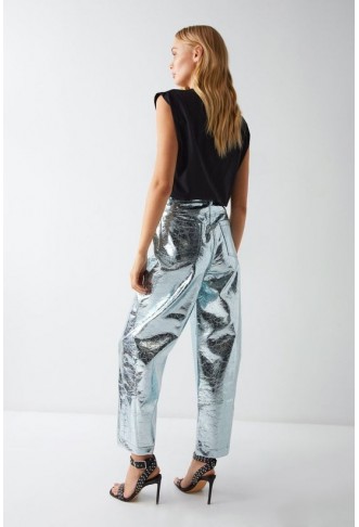 Metallic Crackle Horse Shoe Trousers