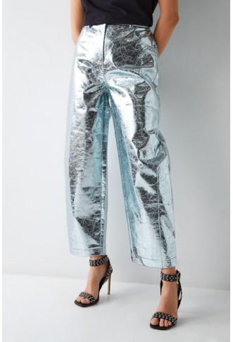 Metallic Crackle Horse Shoe Trousers