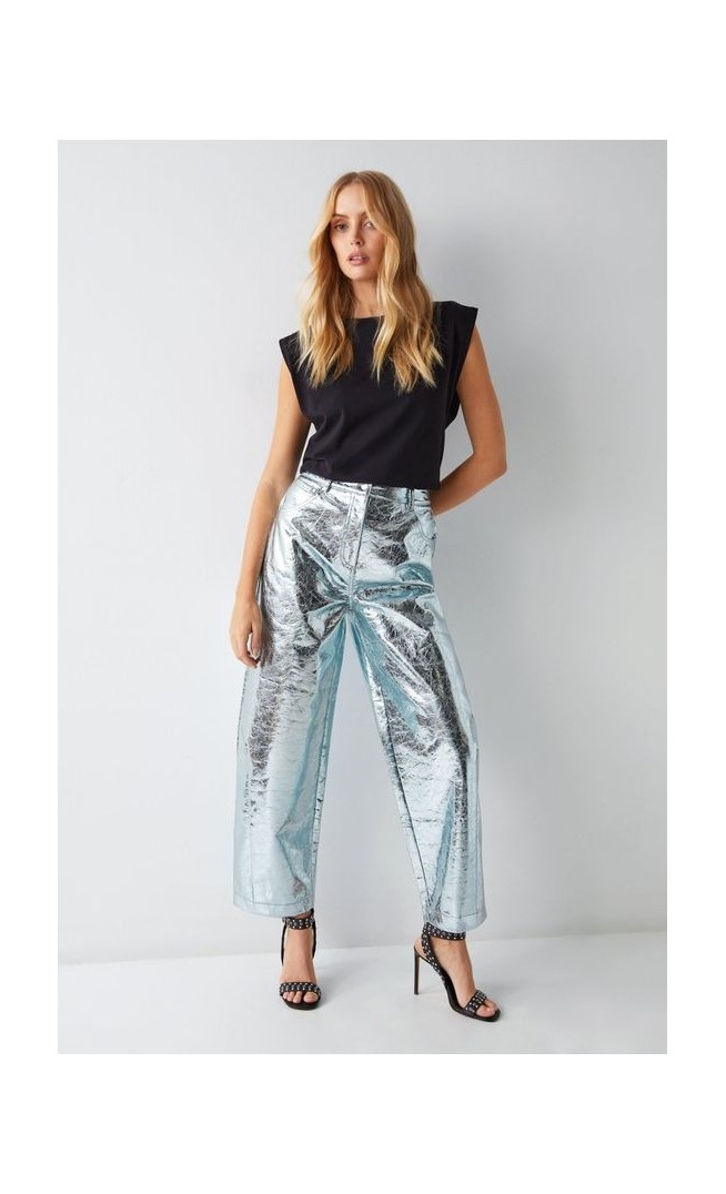 Metallic Crackle Horse Shoe Trousers