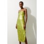 Sequin Bandeau Woven Midi Dress