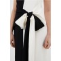 Fluid Tailored Colourblock Belted Column Midaxi Dress