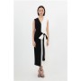 Fluid Tailored Colourblock Belted Column Midaxi Dress