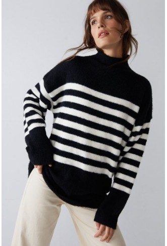 Stripe Funnel Neck Jumper